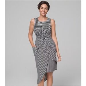 Soma Striped Asymmetrical Twist waist Sleeveless Midi Dress Women’s S